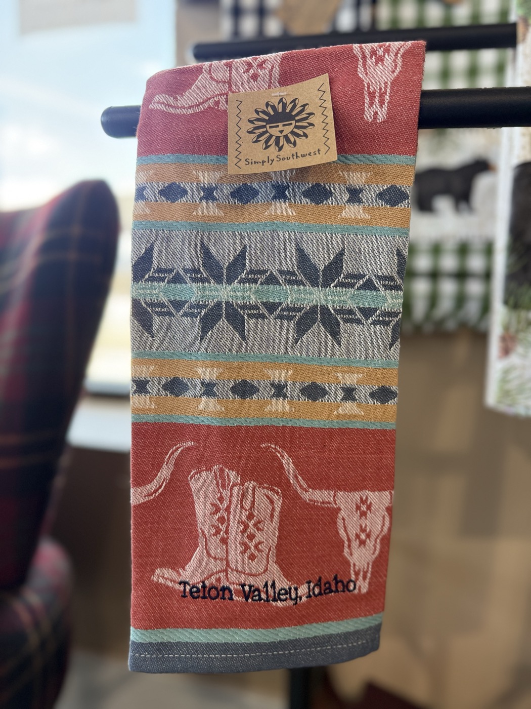 Custom embroidered southwestern-pattern hand towel