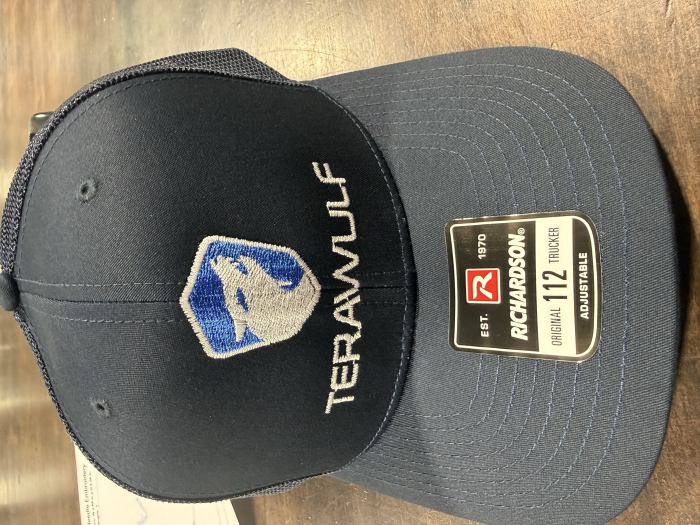 TERAWULF embroidered logo on a Richardson trucker hat